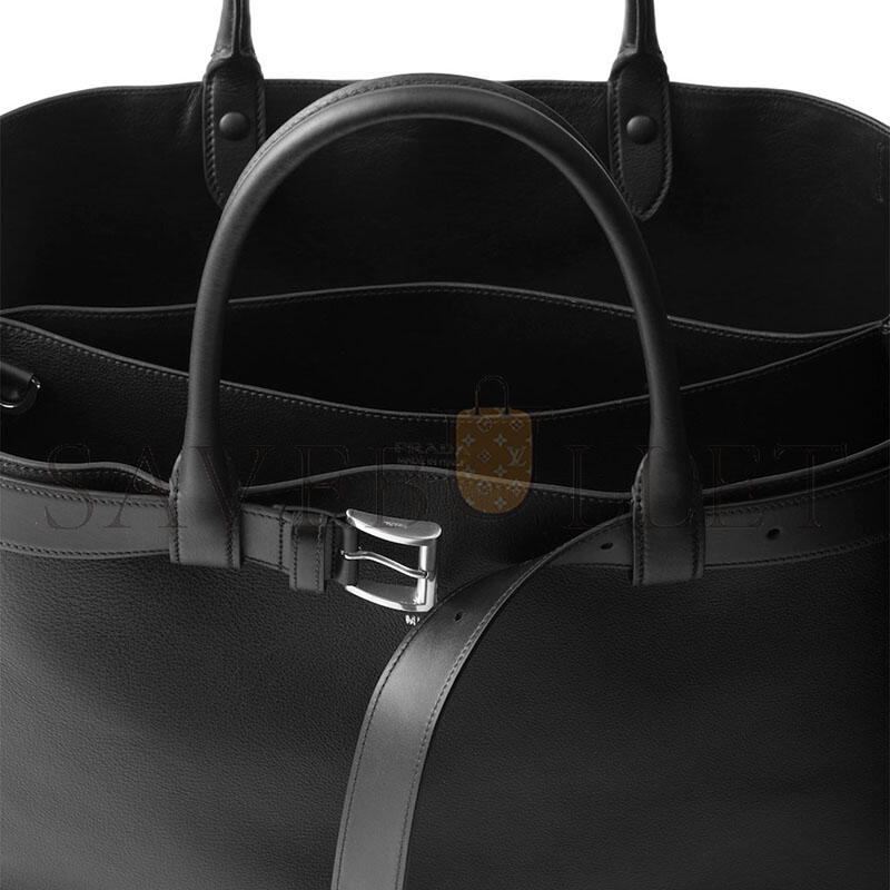 PRADA BUCKLE LEATHER BAG WITH BELT 2VG126 (48*34*18cm)